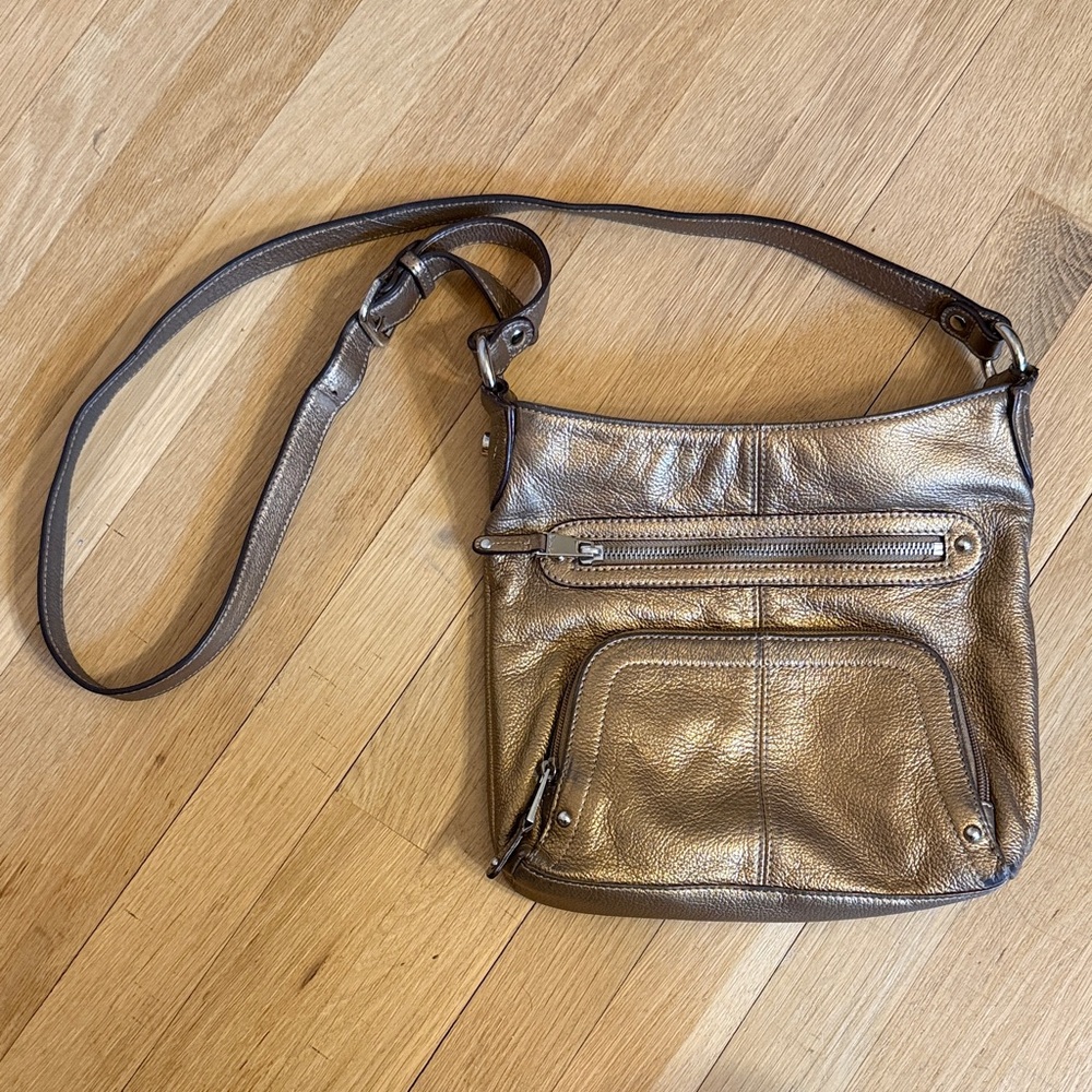 Tignanello Metallic Gold Women's Crossbody Bag